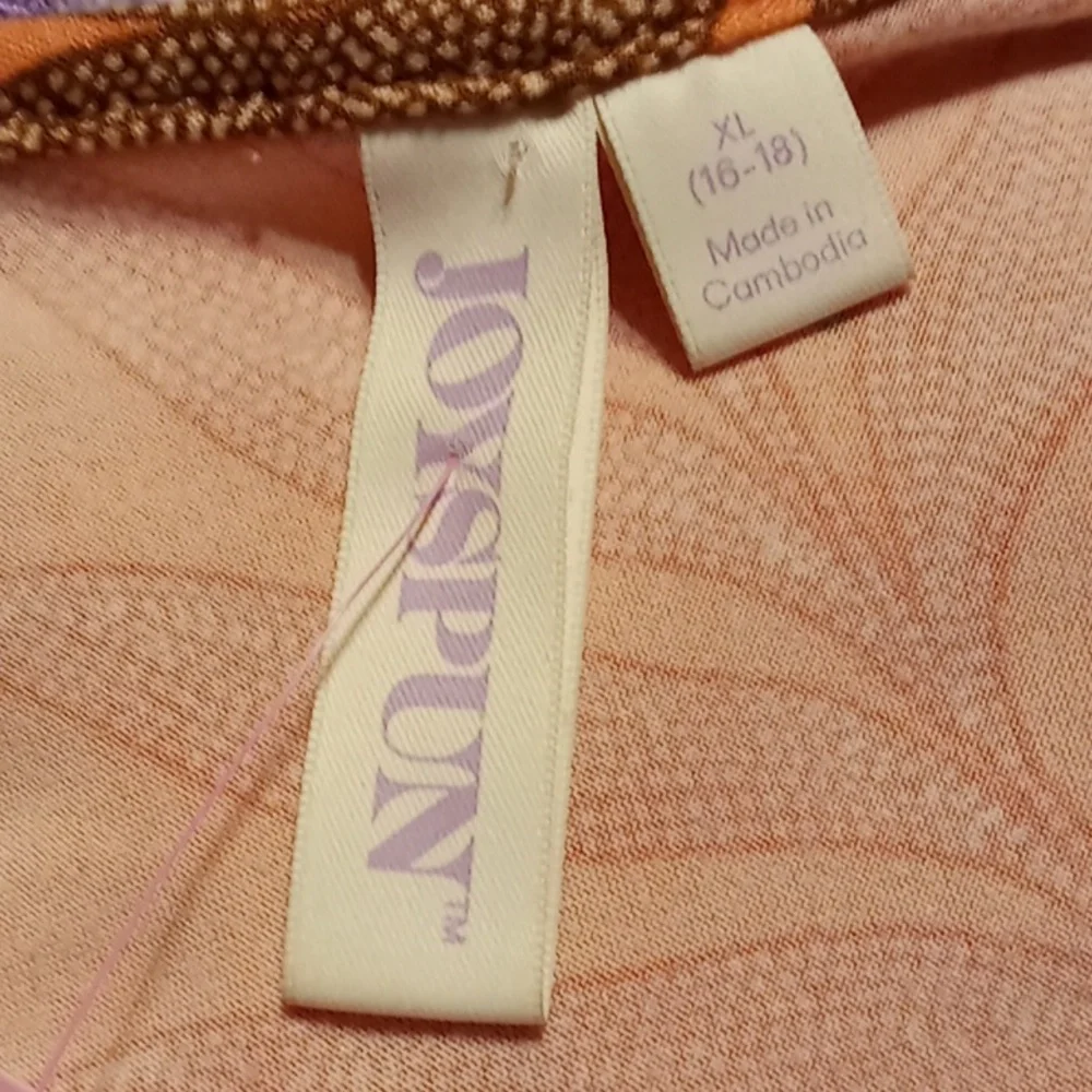 Joyspun XL (16-18) Beautiful coral Leaf Print Elastic Front Ruffle Hem Nightgown - Picture 7 of 8